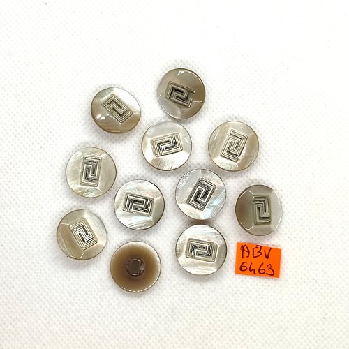 11 boutons en résine gris - 18mm - abv6463