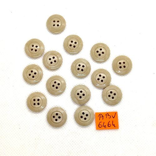 15 boutons en résine gris/beige - 15mm - abv6464