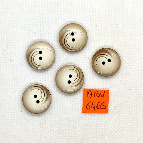 5 boutons en résine beige et marron dessous - 18mm - abv6465