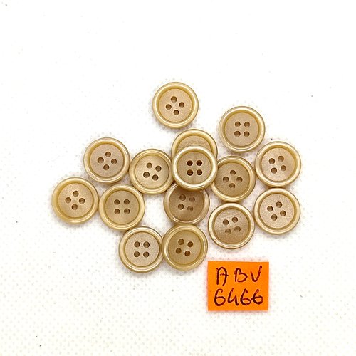 15 boutons en résine beige - 12mm - abv6466