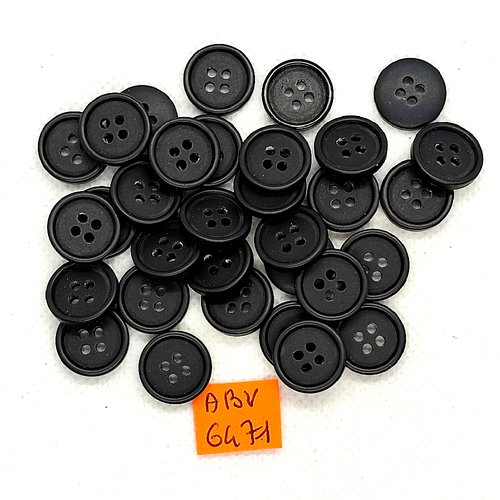 32 boutons en résine noir - 14mm - abv6471