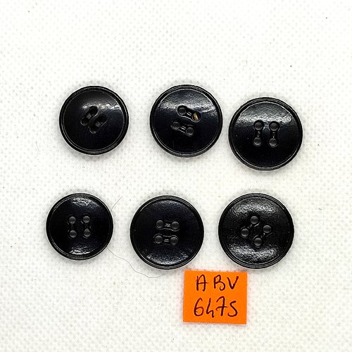 6 boutons en résine noir - 20mm 18mm et 17mm - abv6475