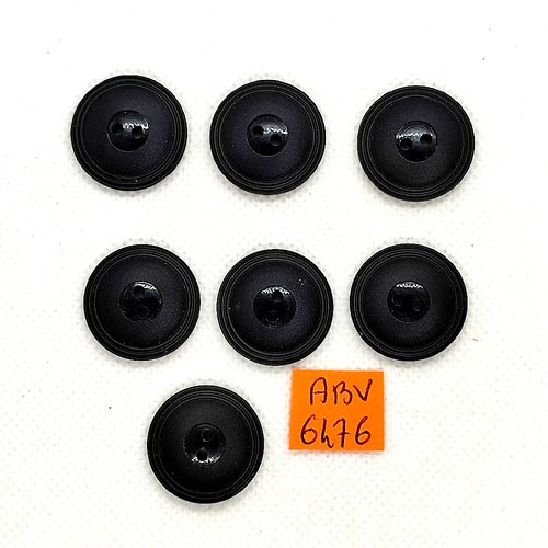 7 boutons en résine noir -22mm - abv6476