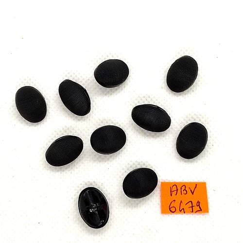 10 boutons en résine noir - 11x16mm - abv6479