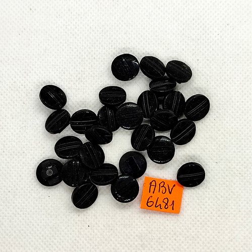 27 boutons en résine noir - 11mm - abv6481
