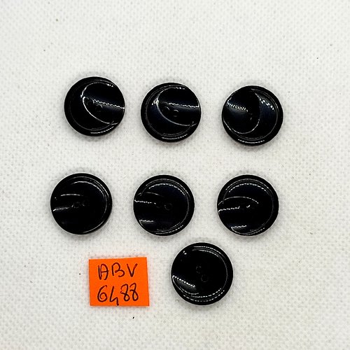 7 boutons en résine noir - 18mm - abv6488