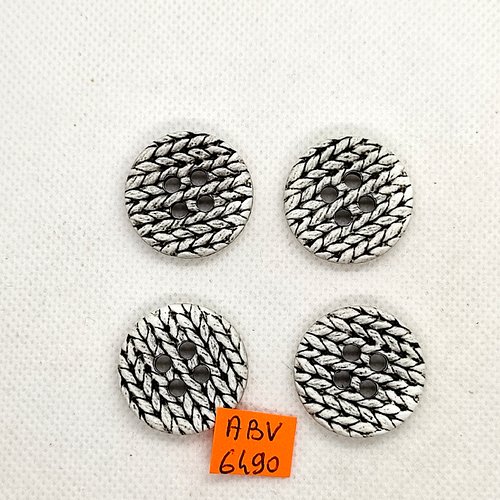 4 boutons en résine noir et blanc - 26mm - abv6490