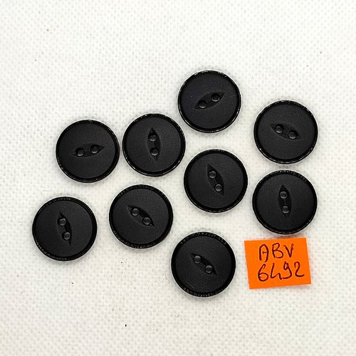 9 boutons en résine noir - 18mm - abv6492