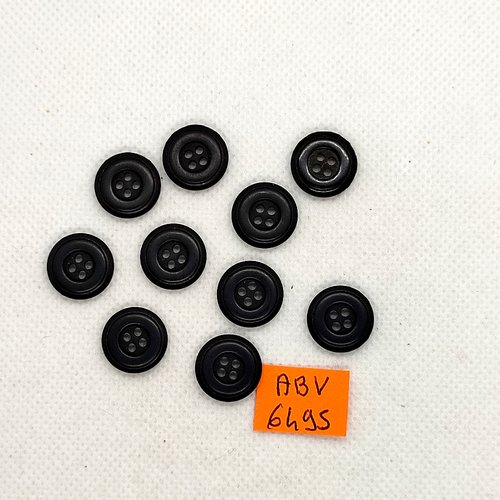 10 boutons en résine noir - 14mm - abv6495