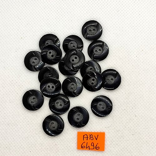 19 boutons en résine noir - 14mm - abv6496