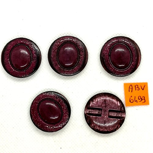 5 boutons en résine violet - 27mm - abv6499