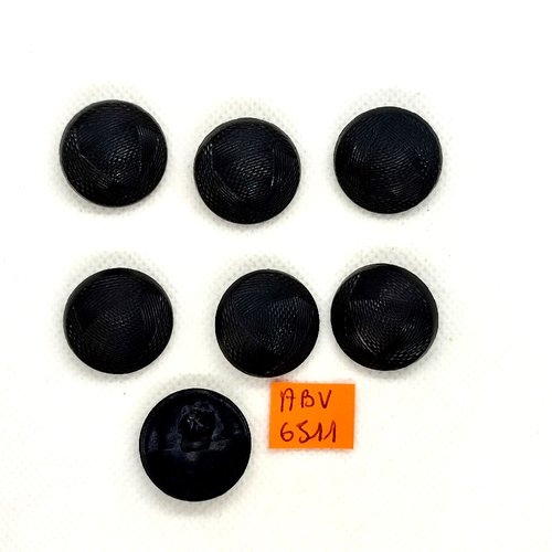 7 boutons en résine noir - 22mm - abv6511