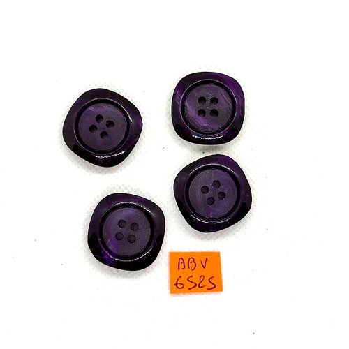 4 boutons en résine violet foncé - 24x24mm - abv6525