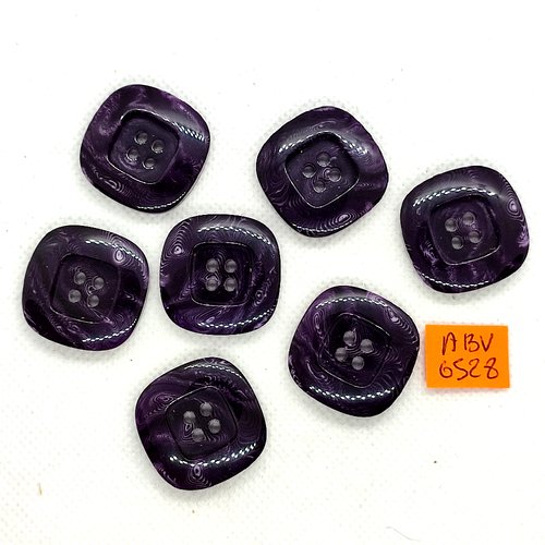 7 boutons en résine violet - 25x25mm - abv6528