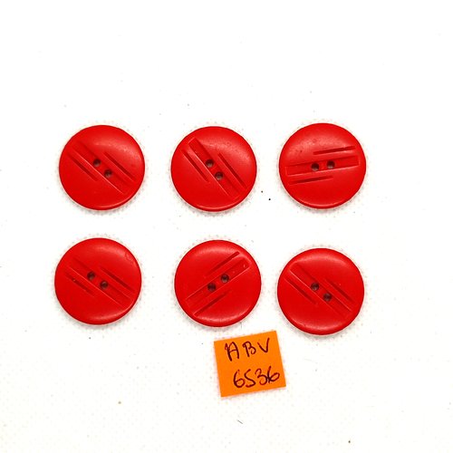6 boutons en résine rouge - 21mm - abv6536