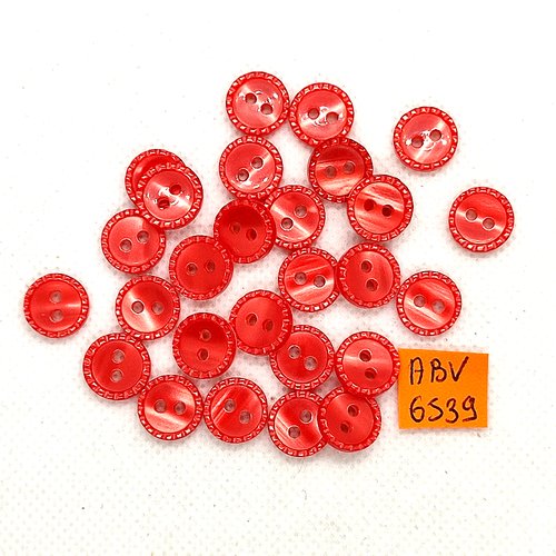 28 boutons en résine rouge - 11mm - abv6539