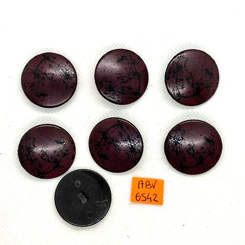 7 boutons en résine violet et noir - 27mm - abv6542