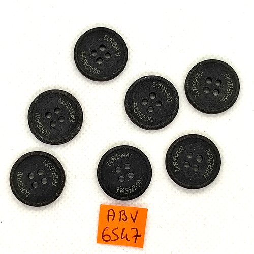 7 boutons en résine noir - urban fashion - 18mm - abv6547