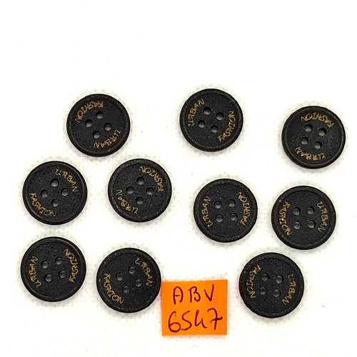 10 boutons en résine noir - urban fashion - 15mm - abv6547