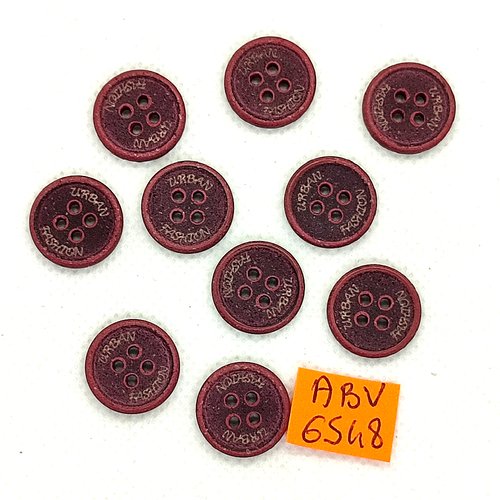 10 boutons en résine bordeaux - urban fashion - 15mm - abv6548