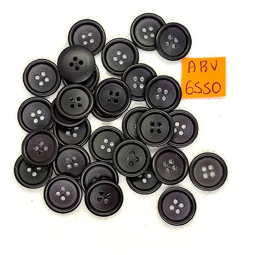 30 boutons en résine noir - 14mm - abv6550