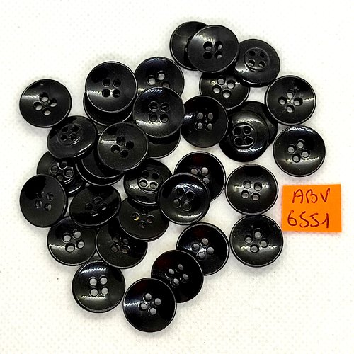 34 boutons en résine noir - 15mm - abv6551
