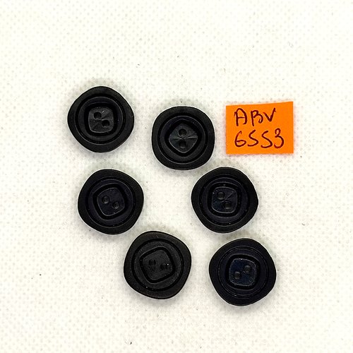 6 boutons en résine noir - 17mm - abv6553