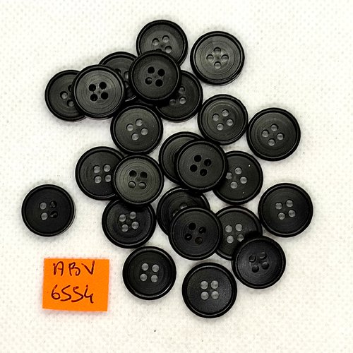 24 boutons en résine noir - 14mm - abv6554