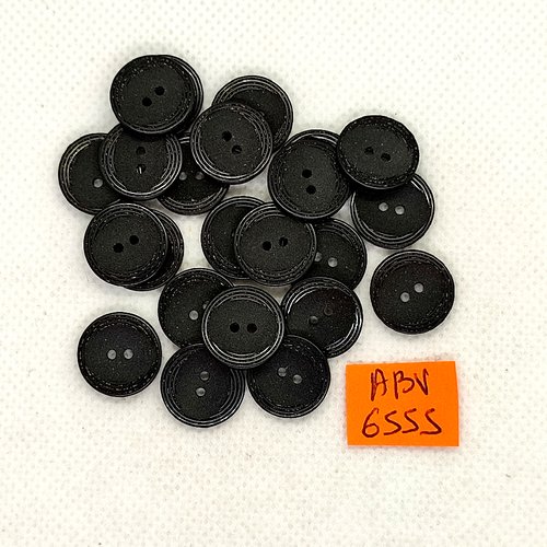 23 boutons en résine noir - 14mm - abv6555