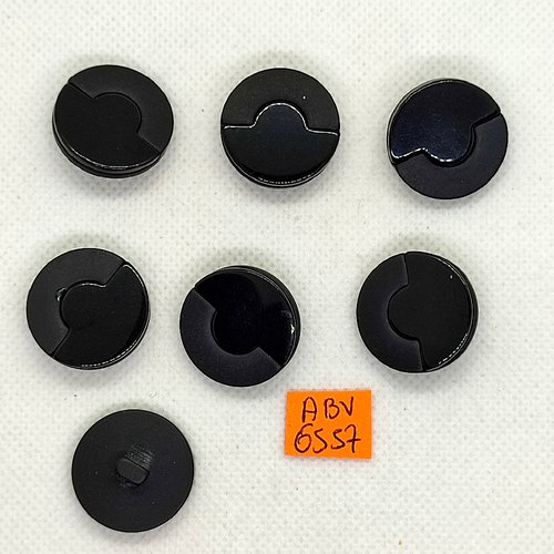 7 boutons en résine noir et gris - 22mm - abv6557