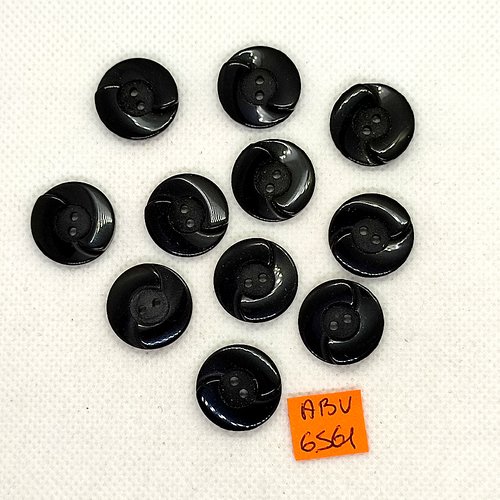 10 boutons en résine noir - 18mm - abv6561