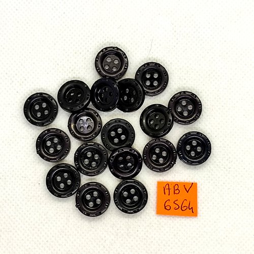 18 boutons en résine noir - 14mm - abv6564