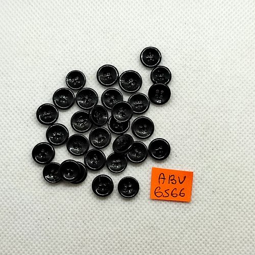 30 boutons en résine noir - 9mm - abv6566