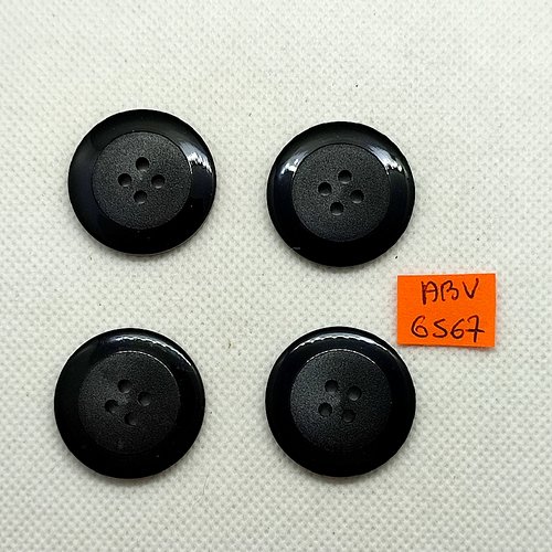 4 boutons en résine noir et gris - 27mm - abv6567