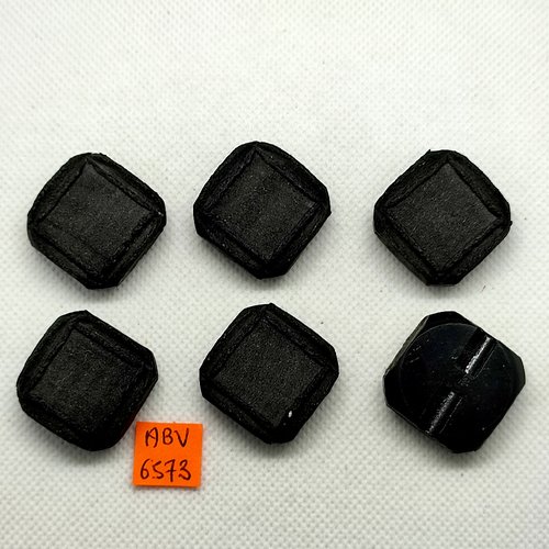 6 boutons en résine noir - 26x26mm - abv6573