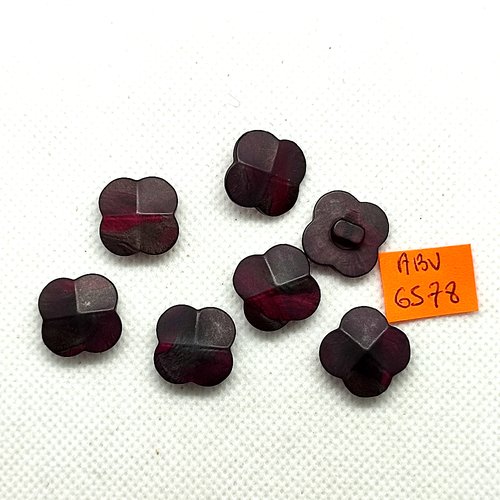 7 boutons en résine violet - fleur - 15x15mm - abv6578