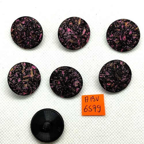 7 boutons en résine violet et doré - 23mm - abv6579
