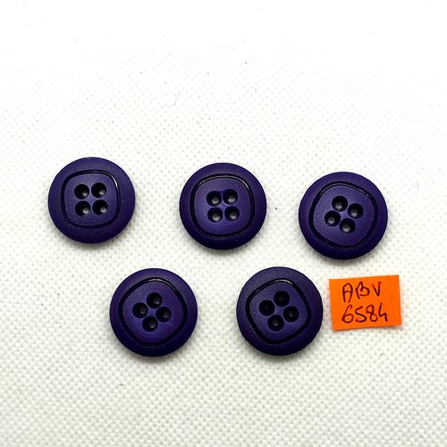 5 boutons en résine violet - 21mm - abv6584
