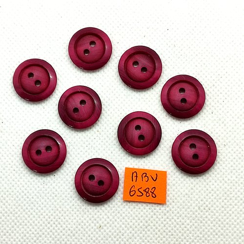 9 boutons en résine bordeaux - 18mm - abv6588