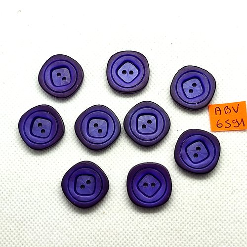9 boutons en résine violet/bleu - 20x20mm - abv6591