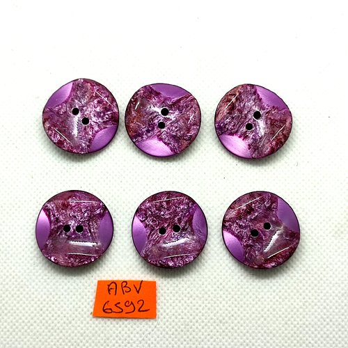 6 boutons en résine violet - 26mm - abv6592