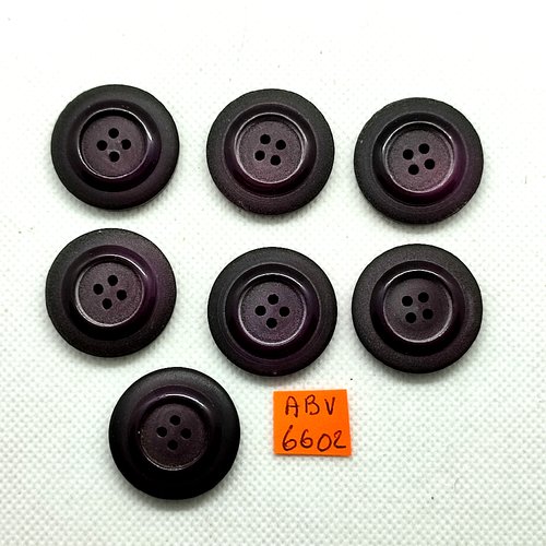 7 boutons en résine - violet et gris - 27mm - abv6602
