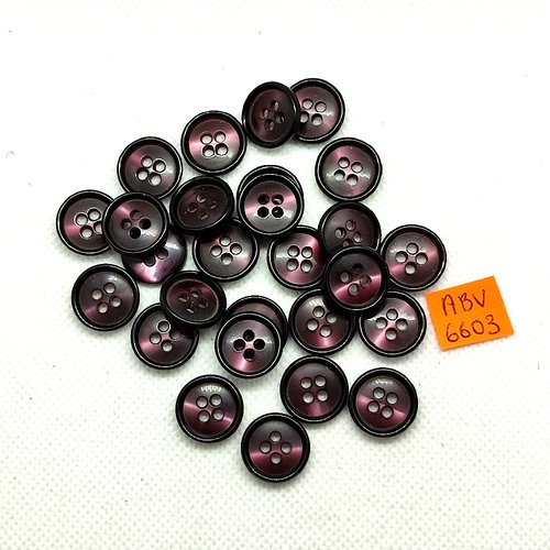 27 boutons en résine - violet et noir - 15mm - abv6603