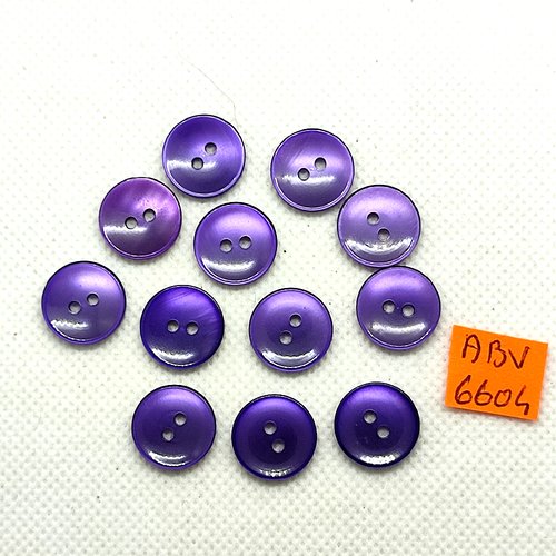 12 boutons en résine - violet - 14mm - abv6604
