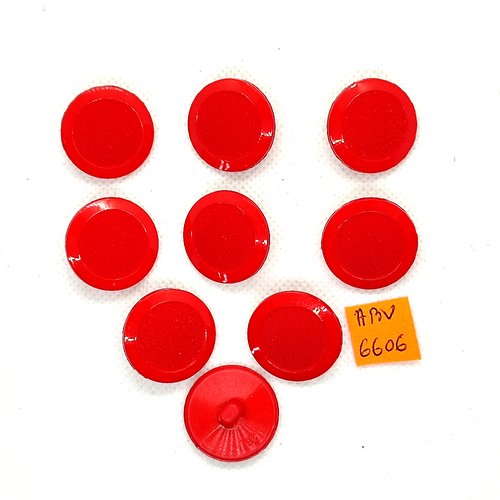 9 boutons en résine rouge - 23mm - abv6606