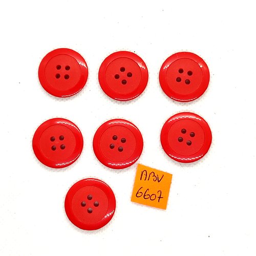 7 boutons en résine rouge - 22mm - abv6607