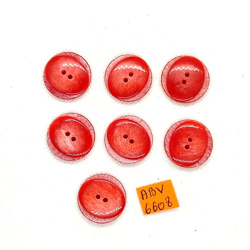 7 boutons en résine rouge/orangé - 22mm - abv6608