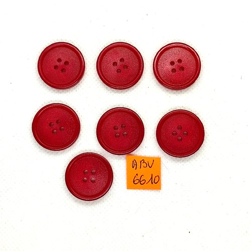 7 boutons en résine rouge foncé - 22mm - abv6610