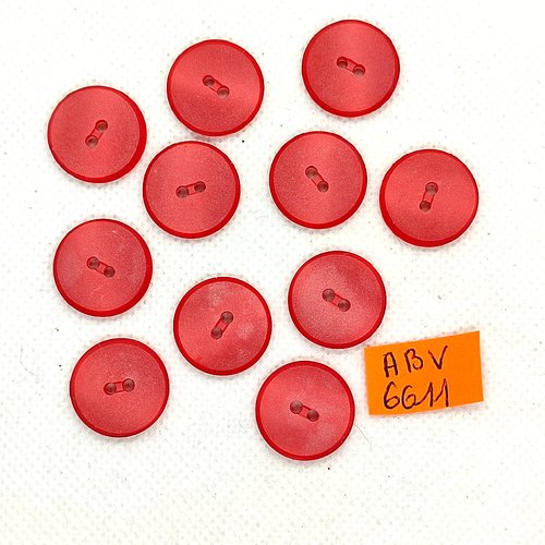 11 boutons en résine rouge et rose dessous - 17mm - abv6611