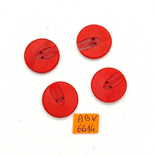4 boutons en résine rouge - 23mm - abv6614